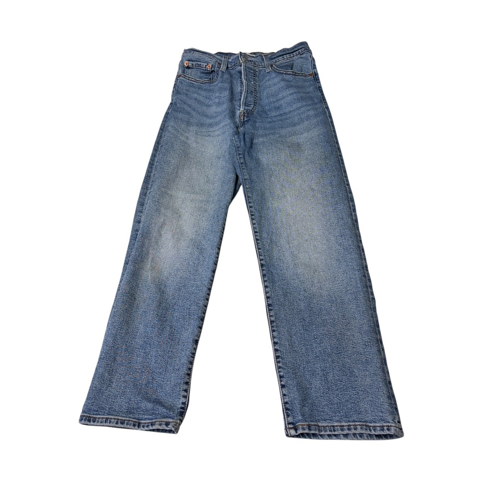 Levis Ribcage Straight Ankle Jeans Womens 29X25 Blue High Rise Button Fly Denim